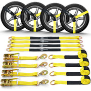 Trekassy 2”x 144” Car Tie Down Straps for Trailers, 4 Pack Ratchet, 4 Tire Straps, 4 Axle Straps