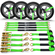 Trekassy 2”x 144” Car Tie Down Straps for Trailers, 4 Pack Ratchet, 4 Tire Straps, 4 Axle Straps