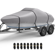 RVMasking 1400D Boat Cover Fits Bass Boat, V-Hull, Runabout, Fish&Ski, Tri-Hull Length: 14'-22'