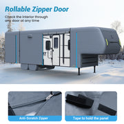 Upgraded 6 Layers Heavy Duty 5th Wheel RV Cover Camper Cover 28'1''-43' for Motorhome