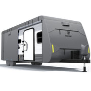 Upgraded 600D Extra-Thick Oxford for 18'1"-34' Travel Trailer RV Cover, 2Pcs Extra Straps & 4 Tire Covers