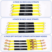 Trekassy Car Tie Down Straps for Trailers with Snap Hooks, 2" x 96" Ratchet Car Straps