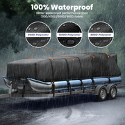 RVMasking 1400D Partial Reinforced Waterproof Marine Grade Pontoon Boat Cover for 17'-28'