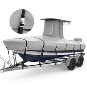T-Top Boat Cover with Motor Cover, 1400D Upper Reinforced Heavy Duty Waterproof Tear-Resistant Boat Cover for Center Console Boat with T TOP Roof, 17'-24' Long Beam Width up to 116"