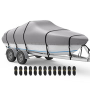 RVMasking 1400D 100% Waterproof Trailerable Boat Cover Fits Bass Boat, V-Hull, Runabout, Fish&Ski, Tri-Hull
