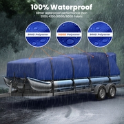 RVMasking 1400D Partial Reinforced Waterproof Marine Grade Pontoon Boat Cover for 17'-28'