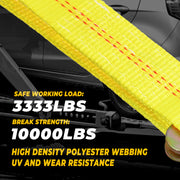 Trekassy 2" x 120" Car Tie Down Straps for Trailers with Snap Hooks, 10000 LBS Break Strength