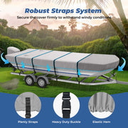 RVMasking 12'-18' Long 1400D Reinforced Jon Boat Cover with Motor Cover Heavy Duty Waterproof Trailerable Cover,Beam Width up to 70"-75"