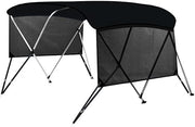 KAKIT 3 4 Bow Bimini Tops with Mesh Sidewalls Support Poles for Boats Marine Grade Canvas Top Includes 2 Straps Storage Boot 1 Inch Aluminum Frame