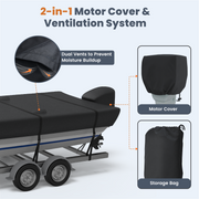 RVMasking Heavy Duty Waterproof 900D Jon Boat Cover with Motor Cover