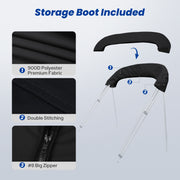 KAKIT 3 4 Bow Bimini Top Replacement Cover, 900D Oxford Bimini Tops for Boats with 2 Mesh Sidewalls, 2 Straps and Storage Boot Easy Install Zipper Closure, Replacement Boat Canopy Sun Shade No Frame