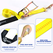 Trekassy Car Tie Down Straps for Trailers with Snap Hooks, 2" x 96" Ratchet Car Straps
