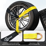 Trekassy 2”x 144” Car Tie Down Straps for Trailers, 4 Pack Ratchet, 4 Tire Straps, 4 Axle Straps