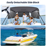 KAKIT 3 4 Bow Bimini Tops for Boats with 3 Mesh Sidewalls Rear Support Poles Boat Canopy