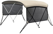 KAKIT 3 4 Bow Bimini Tops with Mesh Sidewalls Support Poles for Boats Marine Grade Canvas Top Includes 2 Straps Storage Boot 1 Inch Aluminum Frame