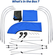 KAKIT 3 4 Bow Bimini Tops with Mesh Sidewalls Support Poles for Boats Marine Grade Canvas Top