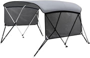 KAKIT 3 4 Bow Bimini Tops with Mesh Sidewalls Support Poles for Boats Marine Grade Canvas Top Includes 2 Straps Storage Boot 1 Inch Aluminum Frame