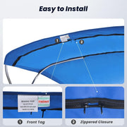 KAKIT 3 4 Bow Bimini Top Replacement Cover, Sun Shade Boat Canopy Replacement
