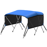 KAKIT 3 4 Bow Bimini Tops with Mesh Sidewalls Support Poles for Boats Marine Grade Canvas Top Includes 2 Straps Storage Boot 1 Inch Aluminum Frame