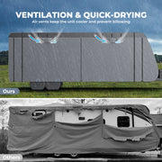 Upgraded 600D Extra-Thick Oxford for 18'1"-34' Travel Trailer RV Cover, 2Pcs Extra Straps & 4 Tire Covers