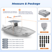 RVMasking Upgraded 1200D T-Top Boat Cover with Motor Cover for Center Console Boat with T TOP Roof (17-28FT)