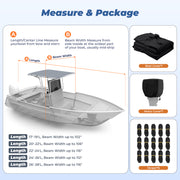 RVMasking Upgraded 1200D T-Top Boat Cover with Motor Cover for Center Console Boat with T TOP Roof (17-28FT)