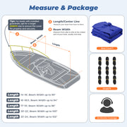 RVMasking 1400D 100% Waterproof Trailerable Boat Cover Fits Bass Boat, V-Hull, Runabout, Fish&Ski, Tri-Hull