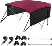 KAKIT 3 4 Bow Boat Bimini Tops with Removable Mesh Sidewalls red