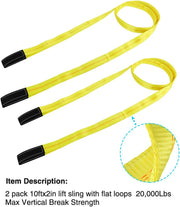 2 Pack 10' x 2" Lift Sling Straps 10,000 Pound Capacity