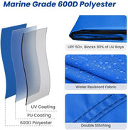 KAKIT 3 4 Bow Bimini Tops with Mesh Sidewalls Support Poles for Boats Marine Grade Canvas Top