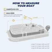 RVMasking 1400D Partial Reinforced Waterproof Marine Grade Pontoon Boat Cover for 17'-28'