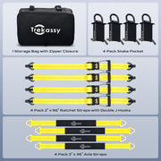Trekassy Car Tie Down Straps for Trailers with Stake Pocket D Ring (4PK), Includes 4 Pack Axle Straps, 10,000lbs Break Strength, Used for Car, Truck, UTV Transport