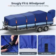 RVMasking 1400D Partial Reinforced Waterproof Marine Grade Pontoon Boat Cover for 17'-28'