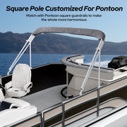 KAKIT Upgraded 4 Bow Bimini Tops for Pontoon Boats with 2 Mesh Sidewalls Square Frame 600D Oxford Top with Rear Support Poles, Storage Boot 1 Inch Aluminum Frame
