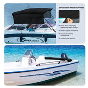 KAKIT 3 4 Bow Bimini Top Replacement Cover, 900D Oxford Bimini Tops for Boats with 2 Mesh Sidewalls, 2 Straps and Storage Boot Easy Install Zipper Closure, Replacement Boat Canopy Sun Shade No Frame