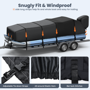 RVMasking 1400D Partial Reinforced Waterproof Marine Grade Pontoon Boat Cover for 17'-28'