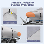 RVMasking 1400D Boat Cover Fits Bass Boat, V-Hull, Runabout, Fish&Ski, Tri-Hull Length: 14’-24’