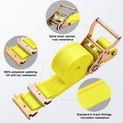 Trekassy 15ft E Track Ratchet Straps-4 Pack, 8 E-Track O-Rings and 6 Pack E-Track Single Slot