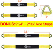 Trekassy 2”x 96” Car Tie Down Straps for Trailers - 2+2 Axle Straps and 2 Ratchet Straps