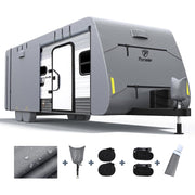 Upgraded 210D Weatherproof Travel Trailer RV Cover with Tire Cover for 18'1"-34'Motorhome