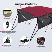 KAKIT 3 4 Bow Bimini Tops with Mesh Sidewalls Support Poles for Boats Marine Grade Canvas Top Includes 2 Straps Storage Boot 1 Inch Aluminum Frame