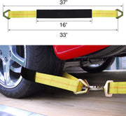 Trekassy Wheel Car Tow Dolly Basket Straps with Flat Hooks 2 Pack Heavy Duty for 14"-17" Tires