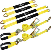 Trekassy 2”x 96” Car Tie Down Straps for Trailers - 2+2 Axle Straps and 2 Ratchet Straps