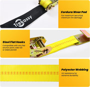Trekassy Car Tie Down Straps with Flat Hooks, 2" x 120" Lasso Straps, Heavy Duty Tire Straps