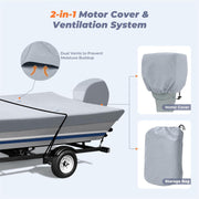 RVMasking Heavy Duty Waterproof 900D Jon Boat Cover with Motor Cover
