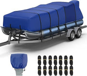 RVMasking 1400D Partial Reinforced Waterproof Marine Grade Pontoon Boat Cover for 17'-28'