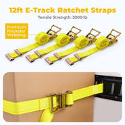 Trekassy E Track Tie-Down Rail Kit - 12 Pieces: 4 Pack 5ft Horizontal E-Track Rails & 8 E Track Accessories for Enclosed Trailers, Trailer Beds, Pickups, Trucks