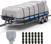 RVMasking 1400D Partial Reinforced Waterproof Marine Grade Pontoon Boat Cover for 17'-28'