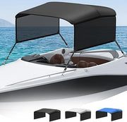 KAKIT 3 4 Bow Bimini Top Replacement Cover, 900D Oxford Bimini Tops for Boats with 2 Mesh Sidewalls, 2 Straps and Storage Boot Easy Install Zipper Closure, Replacement Boat Canopy Sun Shade No Frame