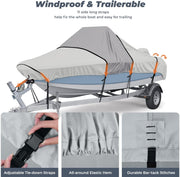 RVMasking 1200D Middle Center Console Bass Boat Cover for V-Hull Runabouts with Motor Cover